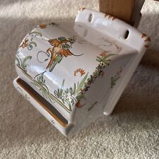 VINTAGE DVX Moustiers CERAMIC TOILET TISSUE DISPENSER Fait Main Faience