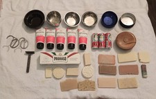 Shaving Bundle/Lot Creams,Soap,safety razor,brush stands, dishes !!
