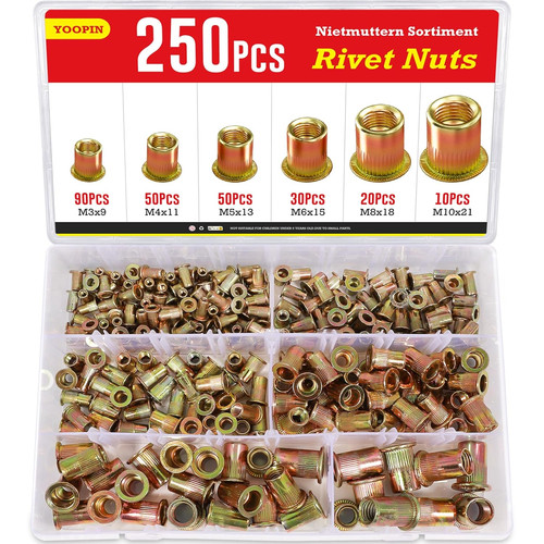 250pcs rivnut kit - 250pcs, zinc