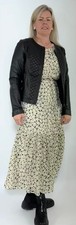 Oliver Bonas Tiered Midi Print Dress Woven Fabric Puff Slvs Semi Fit Long RRP£90