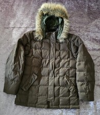 Oneill Parka Coat Mens Size M Khaki Fur Hood Feather Down Winter Warm Jacket C6