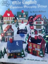 Olde English Christmas Shopping Village Karen McDanel in 10-Mesh Plastic Canvas