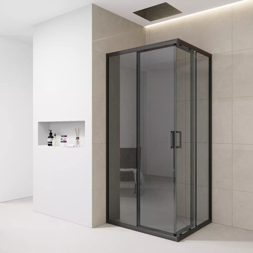 Black corner shower - black, enclosure