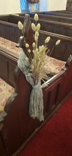 Church Pew Decorations for Wedding Ceremony Green with Pampas Grass × 12
