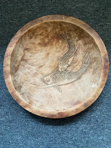 Oriental bowl carved - oriental, carp