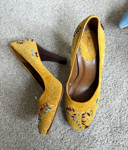 Aldo mustard beaded leather - beaded,