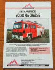 1987 1988 Mountain Range Volvo FL6 Chassis Fire Engine Appliance Brochure Sheet
