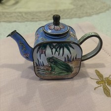 Mini Enamel and Brass Teapot
