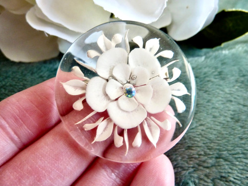 Vintage reverse carved lucite - reverse,
