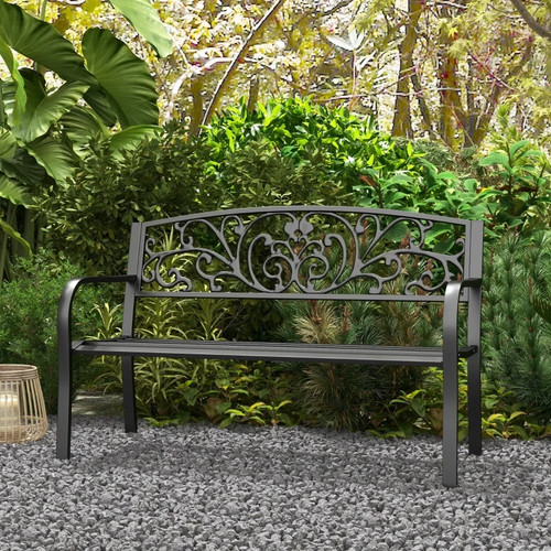 Outsunny metal garden bench - garden, 2