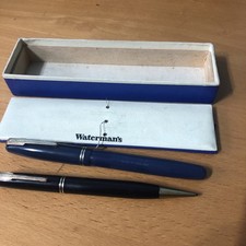 Vintage Blue Waterman fountain pen Lever Fill & pencil set 14K Nib & Box