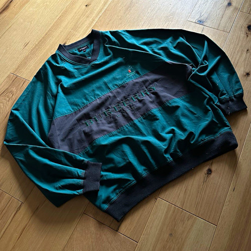 Vtg burberry golf - teal, v-neck