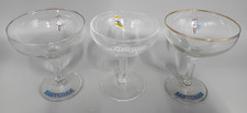3x BABYCHAM STEMMED GLASSES (2 White Fawn Yellow vintage) Faded gilt rims.