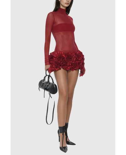 Red sheer mesh high neck - !it,
