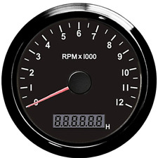 85mm Car Boat Marine Tachometer 0-12000RPM Rev Counter Gauge With LED Hourmeter