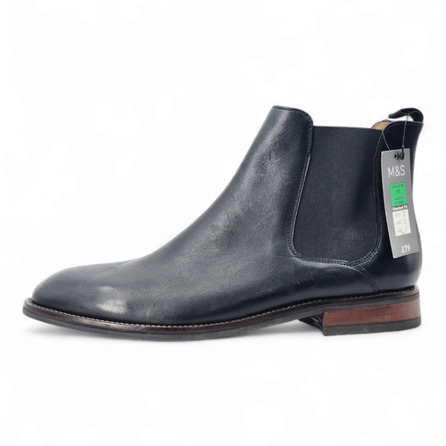 Mens leather pull - m&s, pull-on