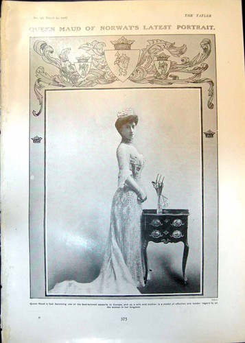 Old antique print queen maude - antique,