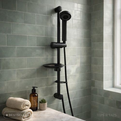 Matt black slide rail shower - matt,