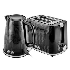 GEEPAS Opus Collection 1.7L Electric Kettle & 2 Slice Bread Toaster Set, Black