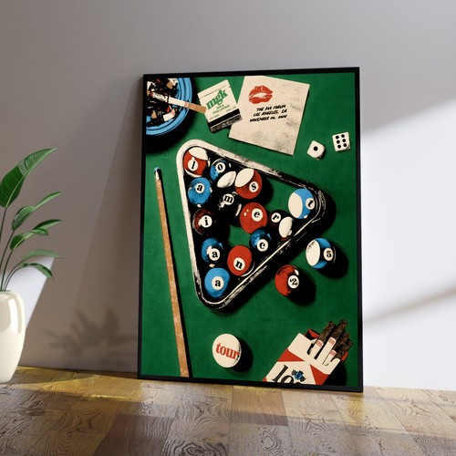 Pool table poster framed retro - pool,