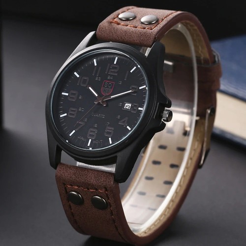 Men military leather date - men’s,