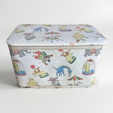 Vintage 1950s American Toy Chest Pearl Wick Gay Time Animal Circus Quilted Vinyl