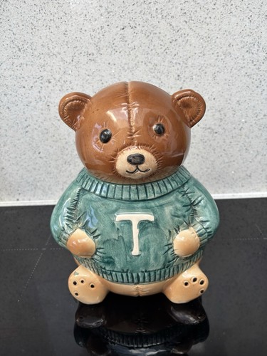 Vintage brown ceramic teddy - ceramic,
