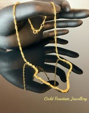 22k 22ct Real Gold Filled Short 50cm Water Singapore Wave Chain Necklace Ref:-8