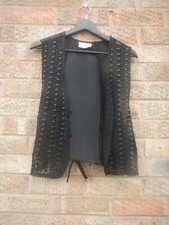 VINTAGE YEN OF LONDON BLACK CROCHET BEADED SATIN  WAISTCOAT BOHO PLS READ M/L