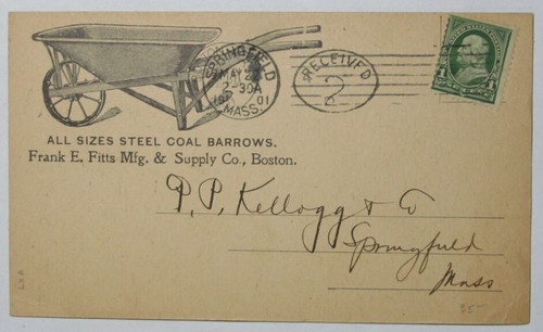 Wheel barrow litho postcard - barrow,