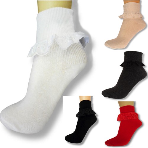 Ladies women frilly lace ankle - lace,