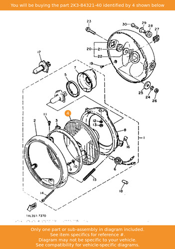 Yamaha lens assy 2k3 84321 - lens, 2k3-84321-40