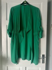 Ladies Long Green Waterfall Cover Up /Light Jacket Size 14 From Select VGC
