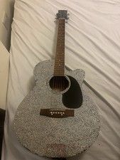 ‘Swift’ Blue And Silver Hand Decorated Diamonté Acoustic Guitar 