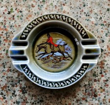 Wade Porcelain 6x5" Ashtray Horse Dogs Hunting Scene Green Armagh, Ireland 1960s