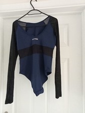 Ivy Park Ladies Bodysuit Swimsuit Size M Black & Navy Long Sleeve