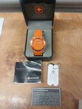 Wenger Quartz Orange Unisex Wristwatch With Box And Paperwork... Needs Battery