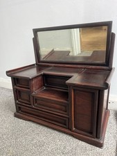19th Century Chinese Antique Rosewood TableTop Dressing Jewellery Cabinet