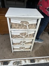 HOMCOM 4 Drawer Wicker Basket Storage Shelf, Natural  , Refurbished