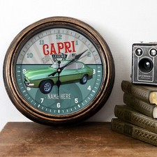 Personalised Car Clock Ford Capri MK1 Classic Round Hanging Wall Gift VCC05
