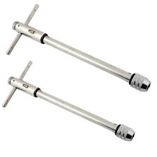 SET OF 2 REVERSIBLE T BAR HANDLE LONG REACH RATCHET TAP WRENCHES M3-M8 & M5-M12