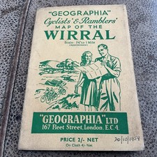 Vintage 1959   Map for ramblers and Cyclists the Wirral Map