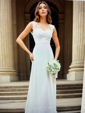 Glamlora A-Line Sweetheart Floor-Length Chiffon Wedding Dress appliqué lace 6