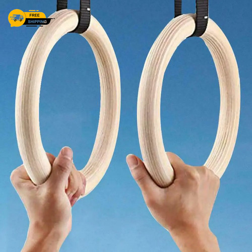 Wooden gymnastic rings set - wooden,