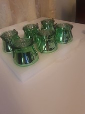 Set of 6 Green Mercury Glass
