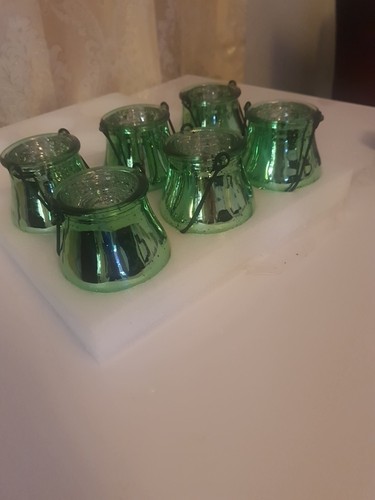 Set green mercury glass - 6,
