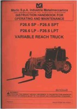 Merlo Telescopic Handler Variable Reach Truck P26.6SP, SPT, LP & LPT Ops Manual