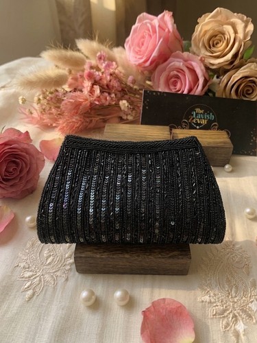 Black beaded sequined - beaded, &