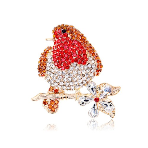 Large rhinestone red breasted - rhinestone,