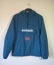 Napapijri Pullover Fleece Lined Warm Anorak Jacket Blue Unisex Size S